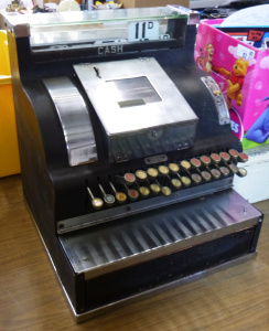 Lot 49 - Vintage Predecimal Cash Register - badge to front marked A-330 12 70693