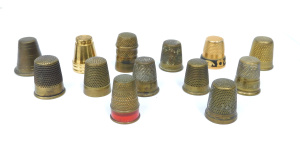 Lot 60 - Group lot of Vintage Brass thimbles varying sizes & designs