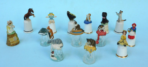 Lot 66 - Group lot of vintage Novelty China & Glass Thimbles inc Cats, Horse