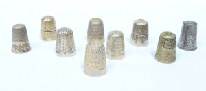 Lot 67 - Group lot Vintage Silver Plate thimbles inc c1900 Walker & Hall Dur