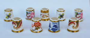 Lot 68 - 9 x Royal Crown Derby China Thimbles inc Imari, Floral
