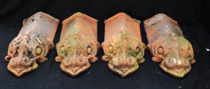 Lot 73 - Set of 4 x vintage Cornwells Brunswick Terracotta Roof Cap Ridging feat