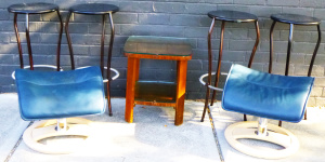 Lot 82 - Group Lot Occasional Furniture - incl 4 x Black Metal Stools, 2 x Navy