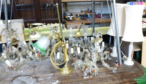 Lot 85 - Group Lot Classical Lamps & Lighting - incl Adjustable Brass Victor