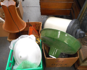 Lot 92 - 3 x Boxes Assorted Lamps and Industrial Shades