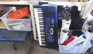 Lot 99 - 3 x boxes plus inc Tools Hardware, posters, Keyboards, power tools, Blu