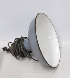 Lot 101 - Vintage Industrial Enamelled Ceiling Light w Shade - Approx 41cm D