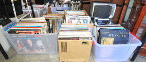 Lot 104 - Group Lot of 5 x Boxes of Vintage Vinyl LP Records & Sharp Stereo