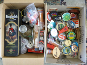 Lot 109 - 2 x Boxes Bar Related Items - incl Beer & Other Tap Badges, Glenfi