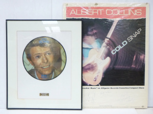 Lot 110 - 2 x pieces - Framed David Bowie 'Lets Talk' interview Picture Disc + A