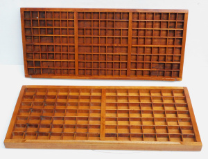Lot 124 - 2 x c1900s Wooden Typeset Trays - Oblong - approx 37cm x 82cm