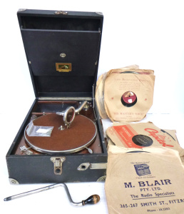 Lot 142 - Group lot inc, HMV Portable Gramophone - Model 101 Circa 1926, spare n
