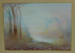Lot 184 - Geoffrey Sparks (Active c1980s) Large gilt framed Watercolour - Mornin