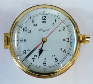 Lot 201 - Boxed vintage Brass Timecraft Clock - Quartz, heavy polished Brass Por