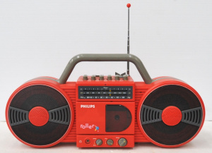 Lot 215 - 1980s Retro Red Phillips Roller D8007 FMAM Radio Cassette Recorder