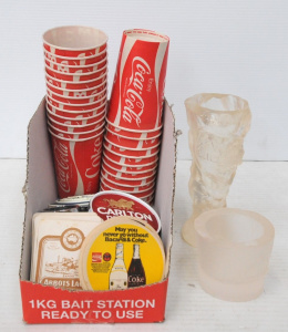 Lot 236 - Group lot Bar items, inc Beer Tap Badges, Drink Coasters, Vintage Take