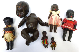 Lot 245 - Group lot of Vintage Black Dolls inc, Pedigree, Turtle, other English,