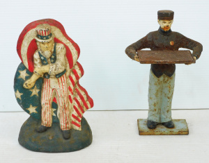 Lot 247 - 2 pces Heavy Cast Iron vintage style inc Bell Boy Card holder 23cm H &