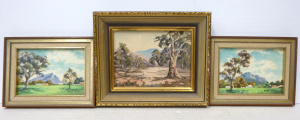 Lot 252 - 3 x small framed Oil paintings - Norma Kett Landscape' + Pair Margo Sy