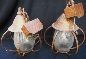Lot 265 - Pair Copper Outside Hanging Lamps