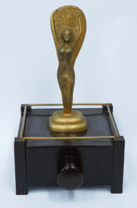Lot 288 - 1930s Art Deco Parker of London Silent flame Table Lighter - Brass Nud