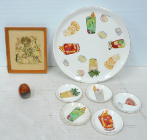 Lot 314 - Group lot of Kitsch items inc Japanese Serving plate with matching dis