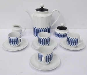 Lot 321 - Retro 1970s Schumann Arzberg German Porcelain Coffee Set for 4 - Pot,