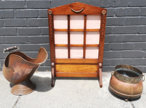 Lot 9 - 3 x pieces - c1910 - 20s small sized Blackwood framed Fire Screen + Copp
