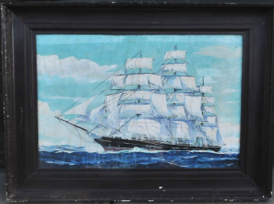 Lot 11 - P J Herring (Active c1930-60s) Large framed Gouache - A Clipper at Full