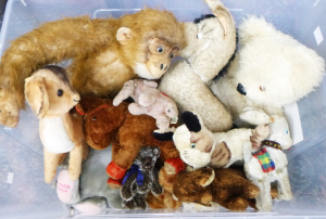 Lot 17 - 1 x box lots of mostly Vintage & Modern soft toys inc, bear PJ case