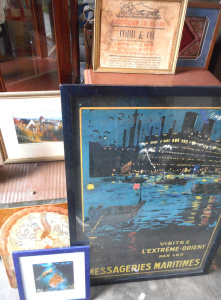 Lot 23 - Group Framed Pictures, incl Large French Maritime poster 103 x 73cm, Co