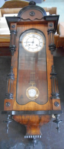Lot 35 - Vintage C1900 Wall Clock in Rosewood Veneer Case with Porcelain Face, s