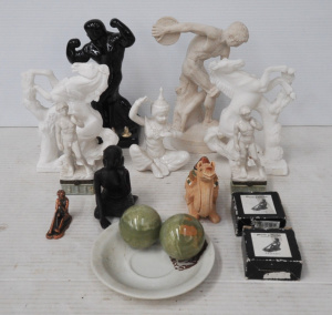 Lot 70 - Group Lot Mixed Vintage Items - incl Polished Green Onyx Balls, Pancake