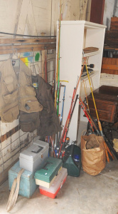 Lot 74 - Lot of Vintage Assorted Fishing Equipment incl Lots of Rods, Tackle Box