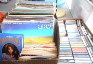 Lot 76 - 2 x Boxes - Vintage Vinyl Records & Cassette Tapes - Lp's & 45r