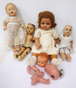 Lot 82 - Box Lot of Vintage Dolls inc, Composition, Bakelite & Hard Plastic