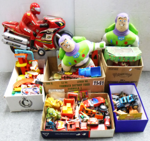Lot 119 - 5 x Boxes of Vintage & Modern Toys inc, Die-cast horse & cart,