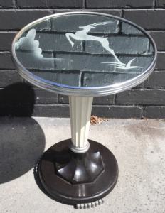 Lot 129 - Vintage Art Deco Side Table - Bakelite & Chrome, mirrored top w le