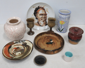 Lot 134 - Lge group Australian pottery & ceramics incl unusual Elischer Vase
