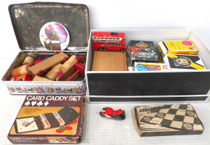 Lot 152 - Group lot Toys and Playing Cards, incl Diecast, Card Games, Chess, Dra