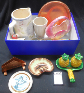 Lot 153 - Mixed Group lot retro items, incl German pottery, Tasmanian letter hol