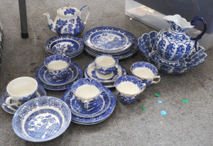 Lot 155 - Large group lot - Vintage Blue & White China - mainly Willow Patte