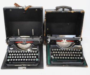 Lot 169 - 2 x Vintage Portable Continental Branded Typewriters w Their Cases