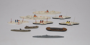 Lot 190 - Group Lot Triang & Other English Diecast Ships - incl Submarine, R