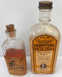 Lot 198 - 2 x Vintage Bottles of Furniture Polish - Rawleigh's and Punch