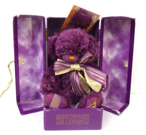 Lot 199 - Boxed Merrythought 2000 Millennium Purple Cheeky Bear, mohair, bells i