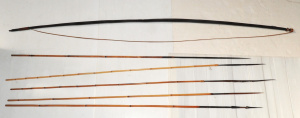 Lot 206 - Group Lot Vintage Tribal Palmwood Bow & Spears or Arrows
