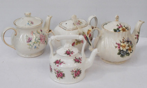 Lot 219 - 4 x English China Teapots incl Sadler, Windsor, Arthur Wood etc
