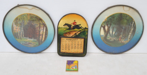 Lot 239 - Group lot - 1933 desk calendar feat Hunt scene, small 1934 book calend