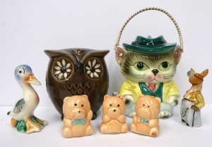 Lot 240 - Group lot of Mostly Retro China inc, Japanese made cat with a hat bisc